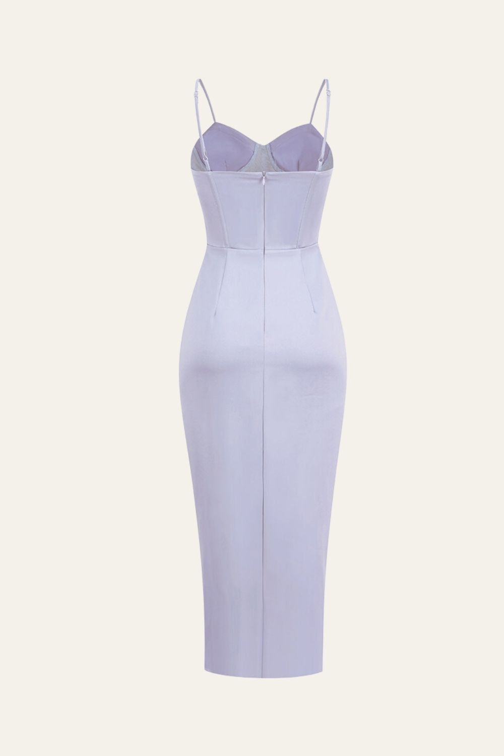 Green Spaghetti Straps Drawstring Pleated Corset Cocktail Party Dress with Slit sold by Zapaka product image thumbnail 4