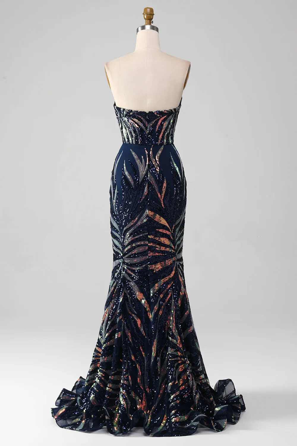Sparkly Navy Mermaid Sequins Long Prom Dress sold by Zapaka product image thumbnail 2