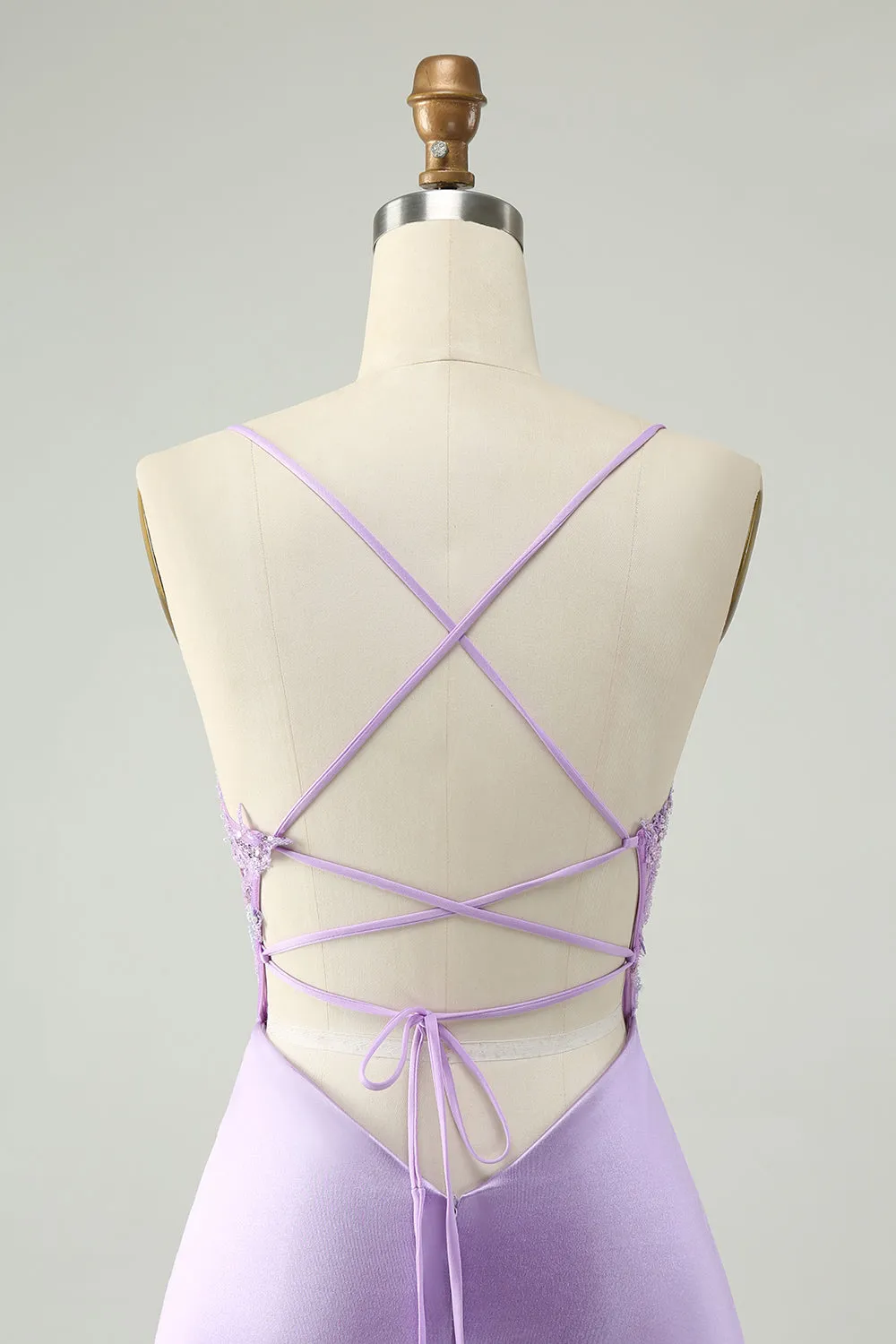 Glitter Purple V Neck Tight Sequined Appliques Homecoming Dress sold by Zapaka product image thumbnail 5