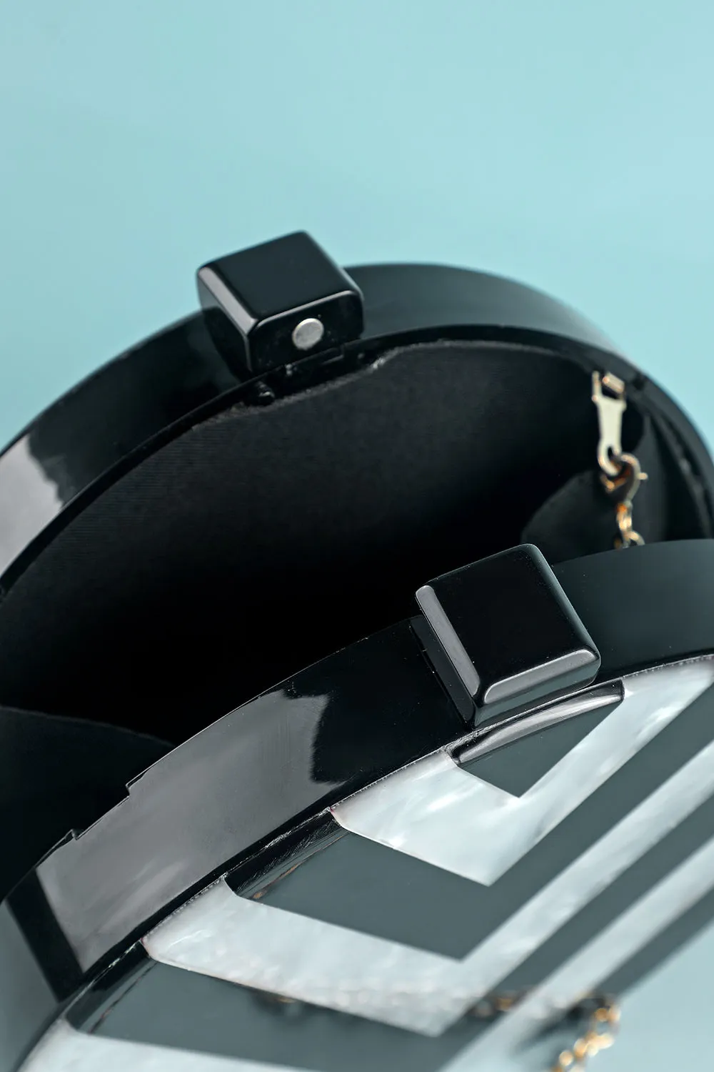 Black and White Striped Acrylic Handbag sold by Zapaka product image thumbnail 3