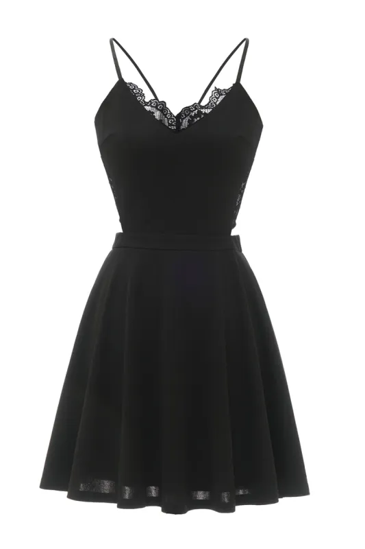 A Line Spaghetti Straps Little Black Dress with Keyhole sold by Zapaka
