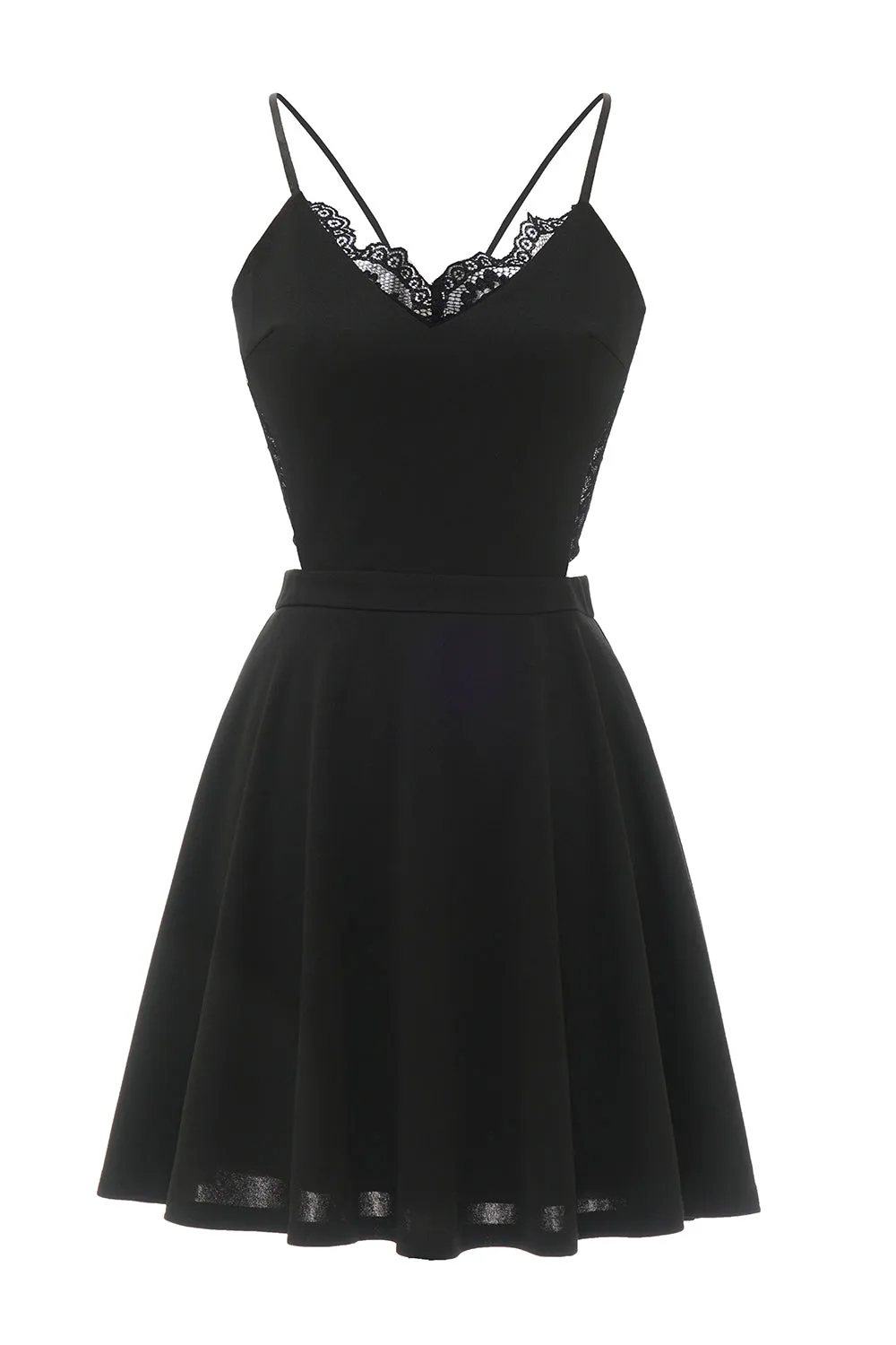A Line Spaghetti Straps Little Black Dress with Keyhole sold by Zapaka