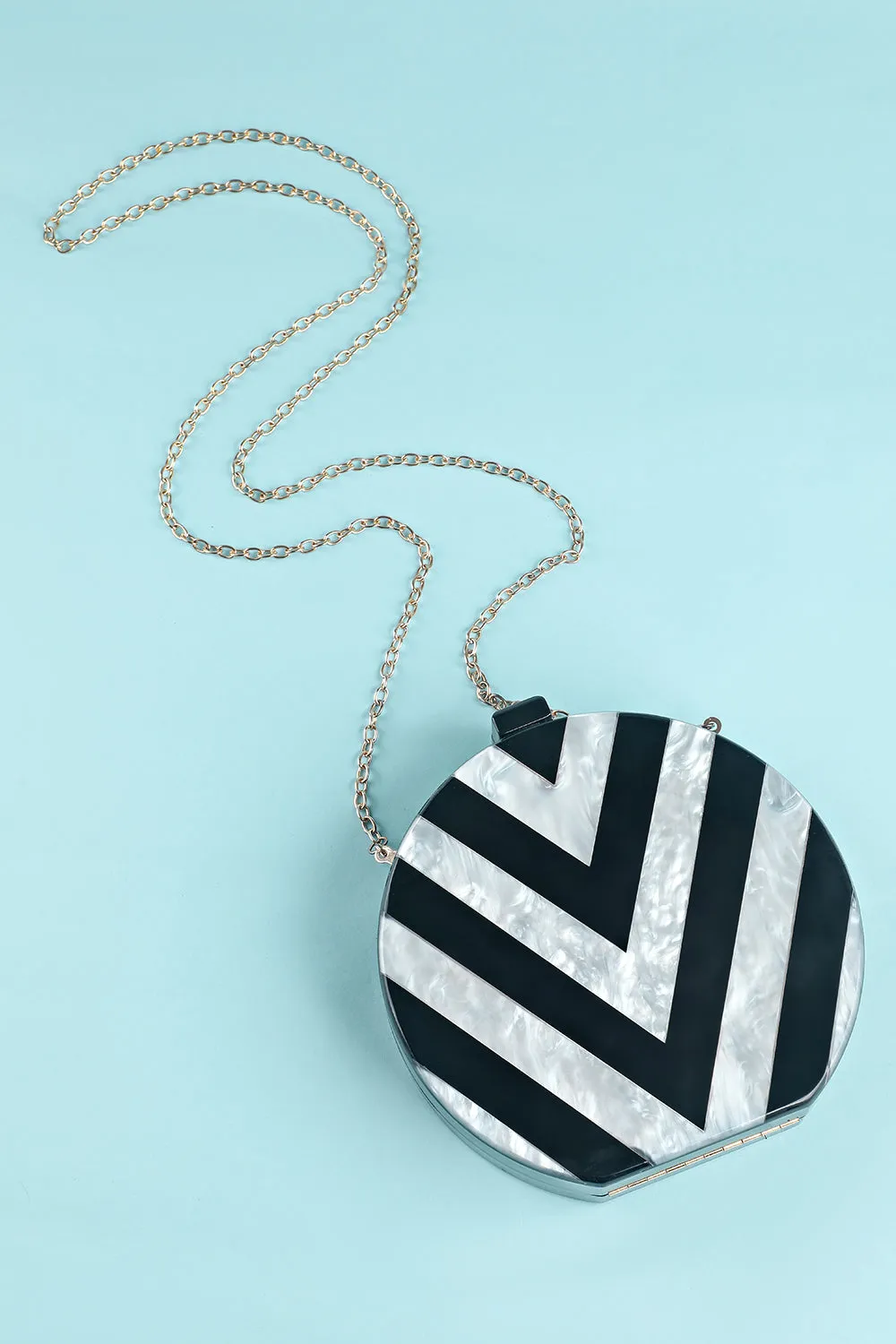 Black and White Striped Acrylic Handbag sold by Zapaka product image thumbnail 4
