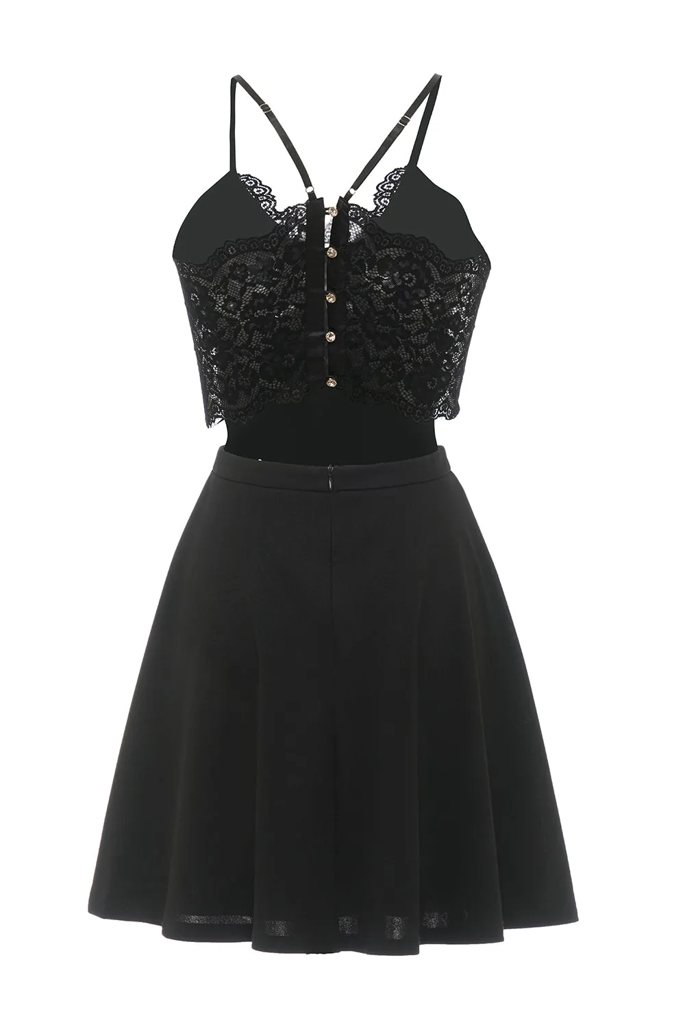 A Line Spaghetti Straps Little Black Dress with Keyhole sold by Zapaka product image thumbnail 2