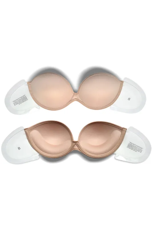 Apricot Women Strapless Invisible Seamless Push Up Bra sold by Zapaka