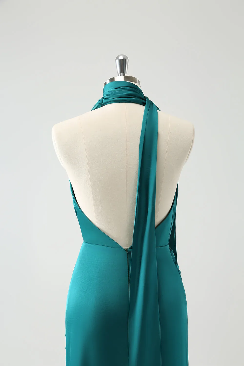 Peacock Sheath V-Neck Backless Wedding Guest Dress with Slit sold by Zapaka product image thumbnail 5