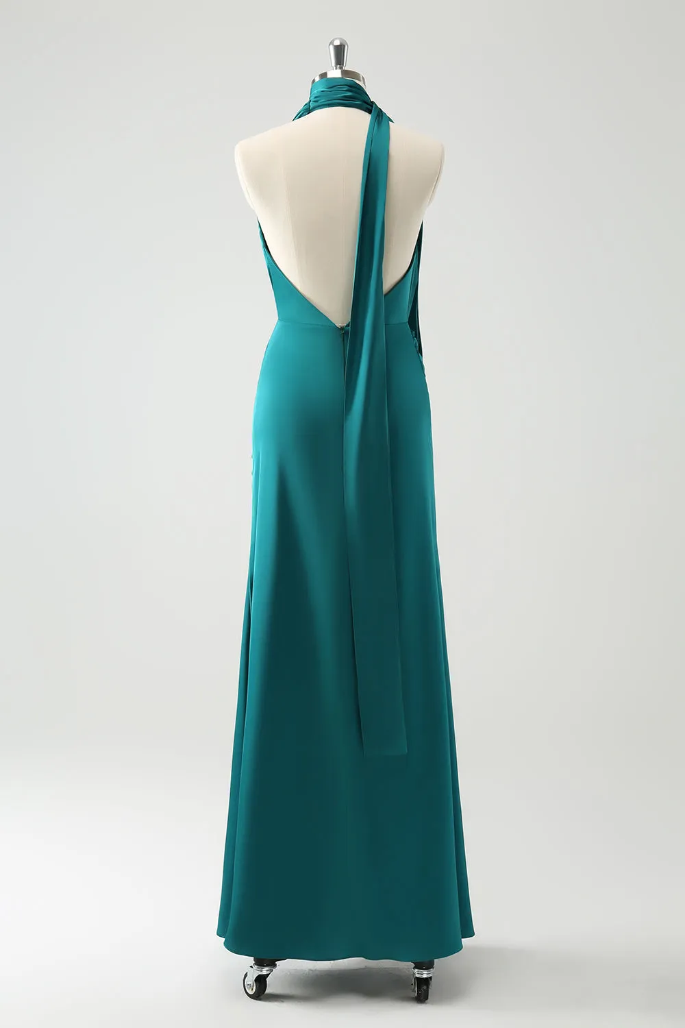 Peacock Sheath V-Neck Backless Wedding Guest Dress with Slit sold by Zapaka product image thumbnail 2