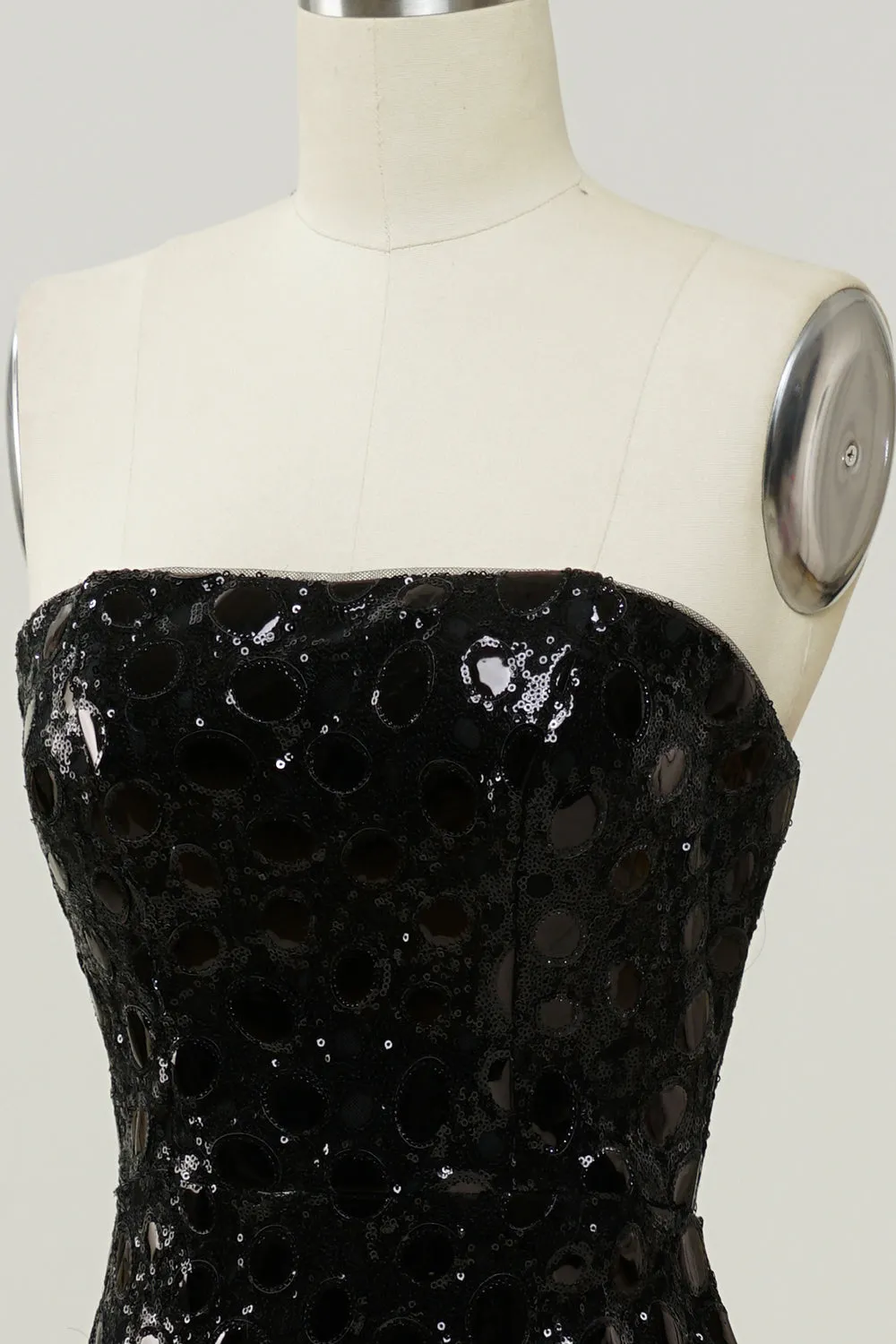 Black Strapless Sequined Mermaid Prom Dress sold by Zapaka product image thumbnail 5