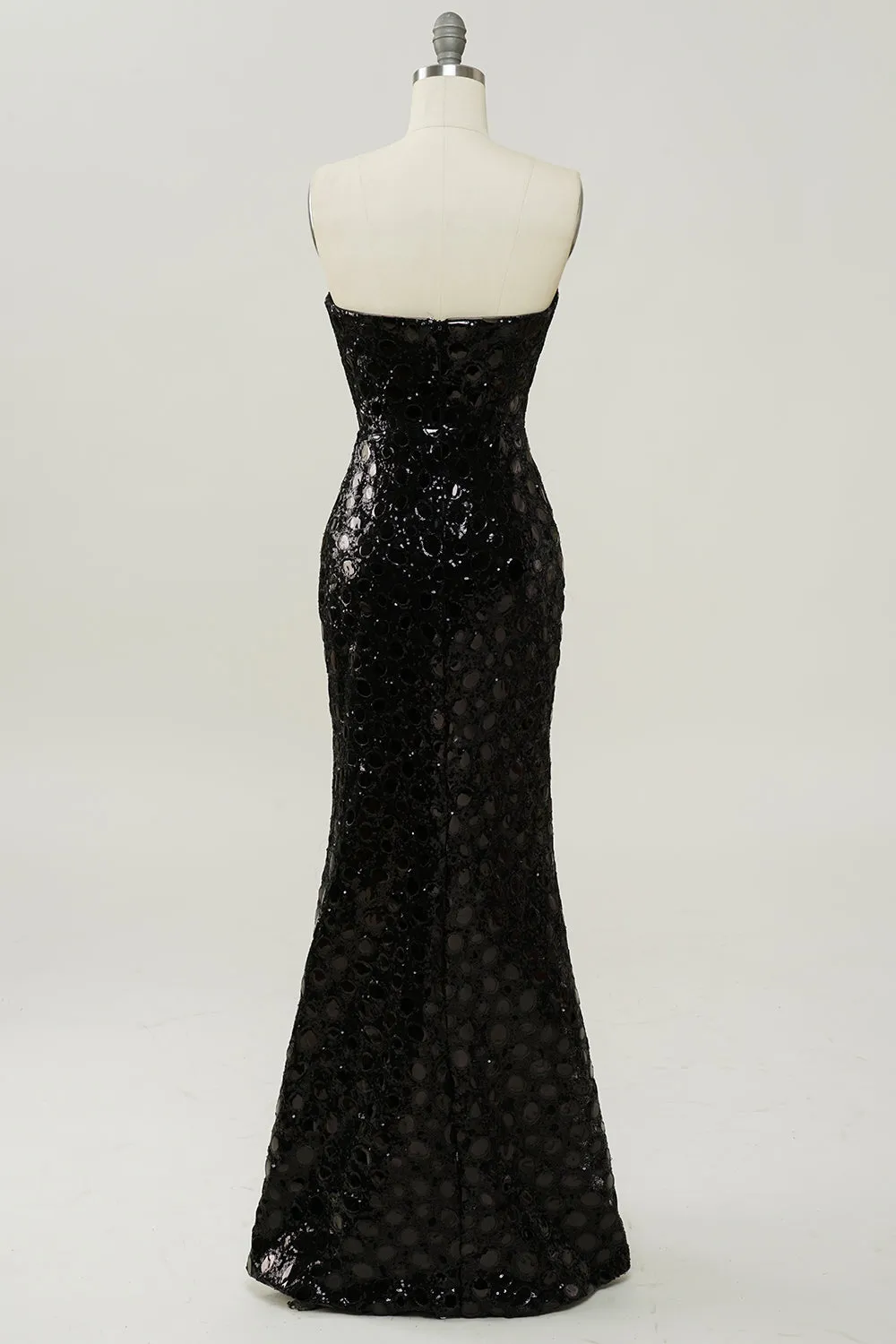 Black Strapless Sequined Mermaid Prom Dress sold by Zapaka product image thumbnail 2
