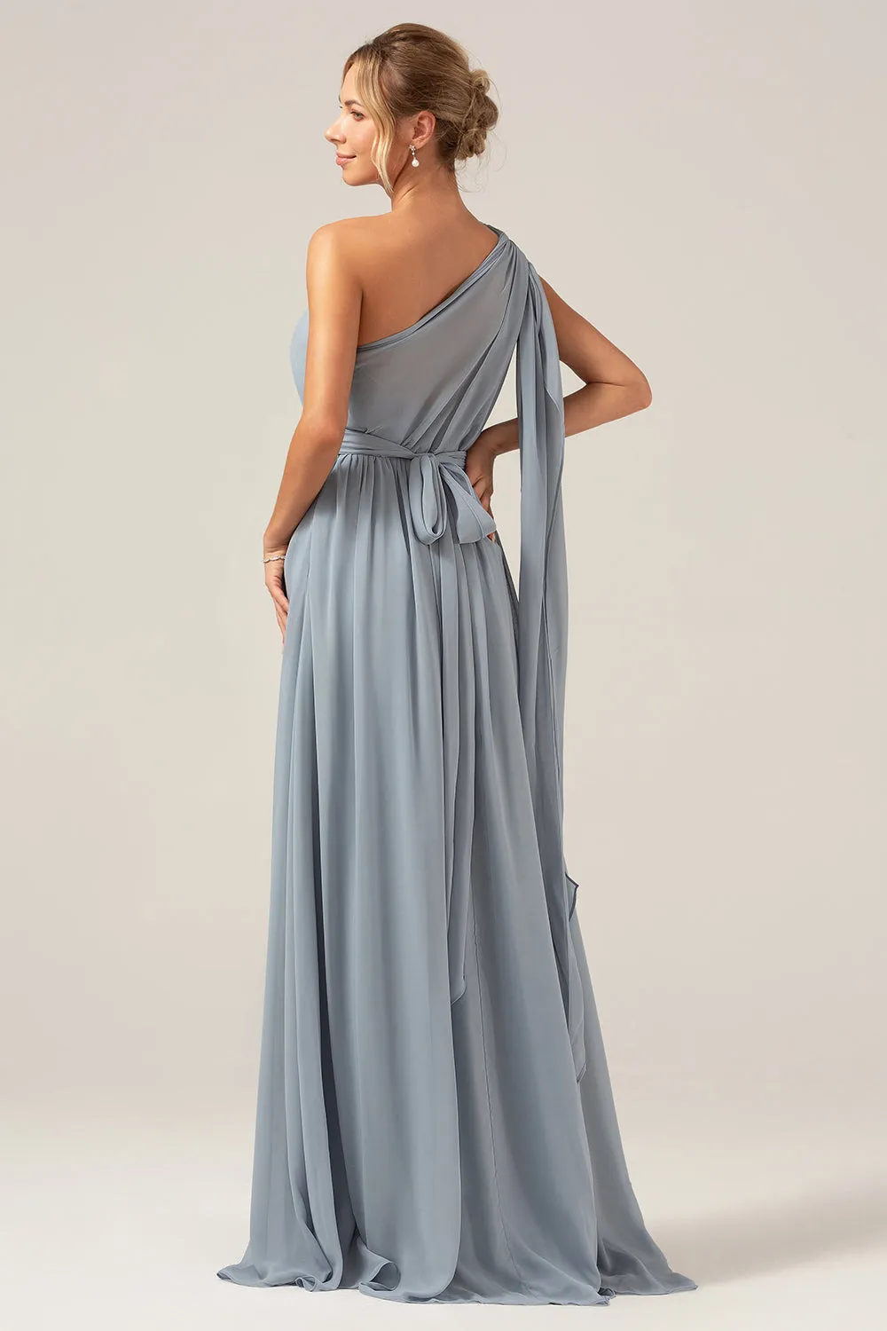 Dusty Blue Convertible Boho Chiffon Long Maternity Bridesmaid Dress sold by Zapaka product image thumbnail 2