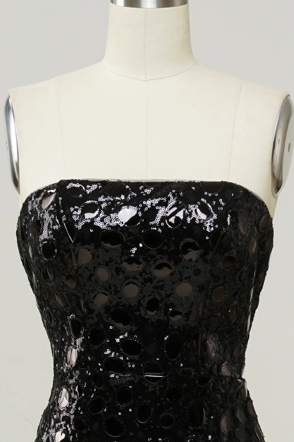 Black Strapless Sequined Mermaid Prom Dress sold by Zapaka product image thumbnail 4