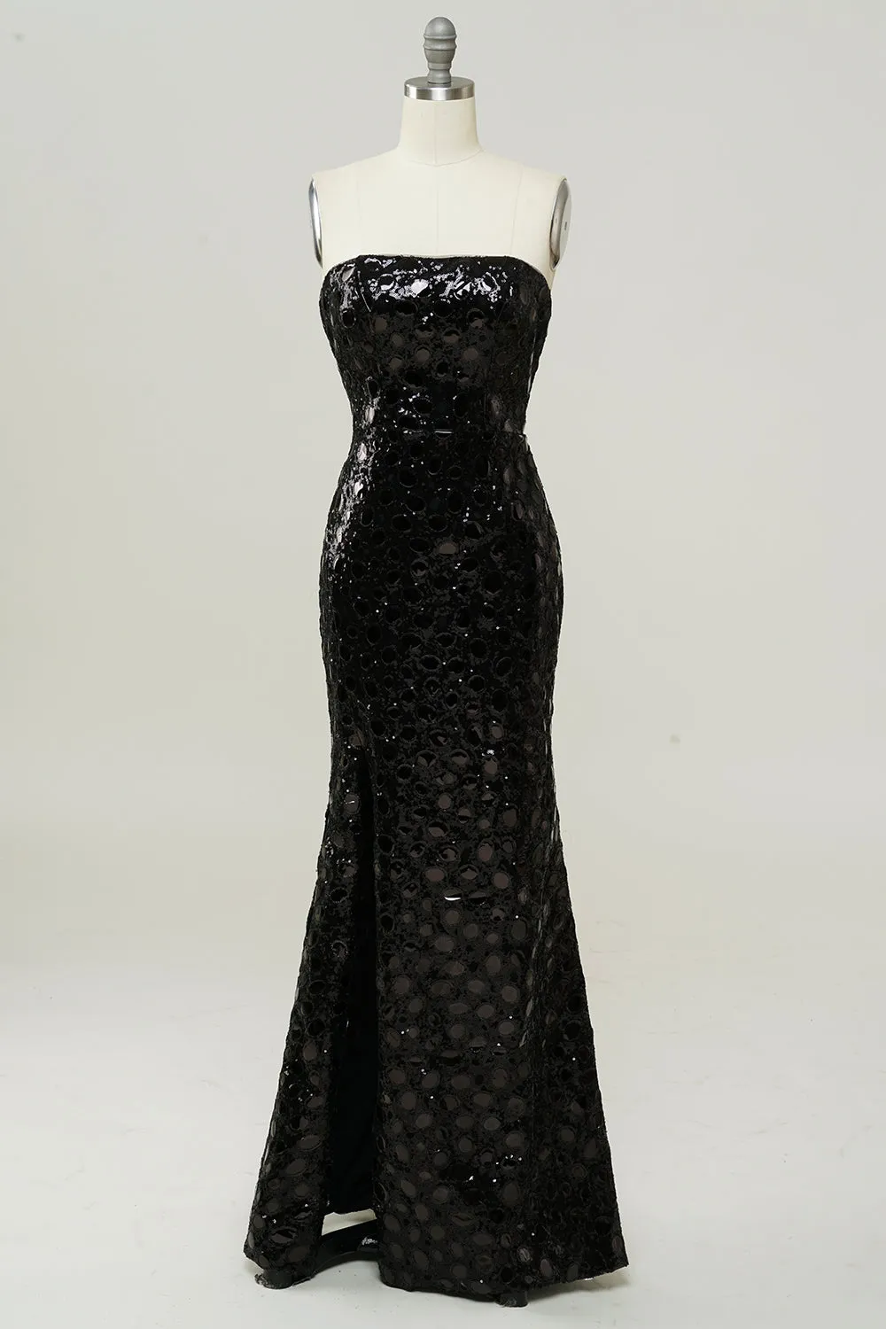 Black Strapless Sequined Mermaid Prom Dress sold by Zapaka