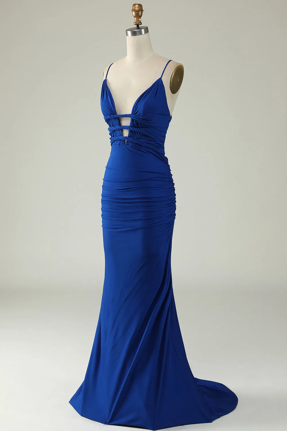 Mermaid Spaghetti Straps Royal Blue Plus Size Prom Dress with Criss Cross Back sold by Zapaka product image thumbnail 3