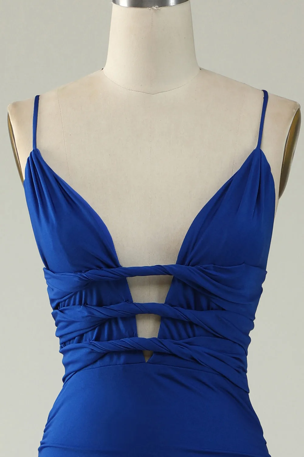 Mermaid Spaghetti Straps Royal Blue Plus Size Prom Dress with Criss Cross Back sold by Zapaka product image thumbnail 4
