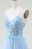 Light Blue Corset Prom Dress with Beading sold by Zapaka
