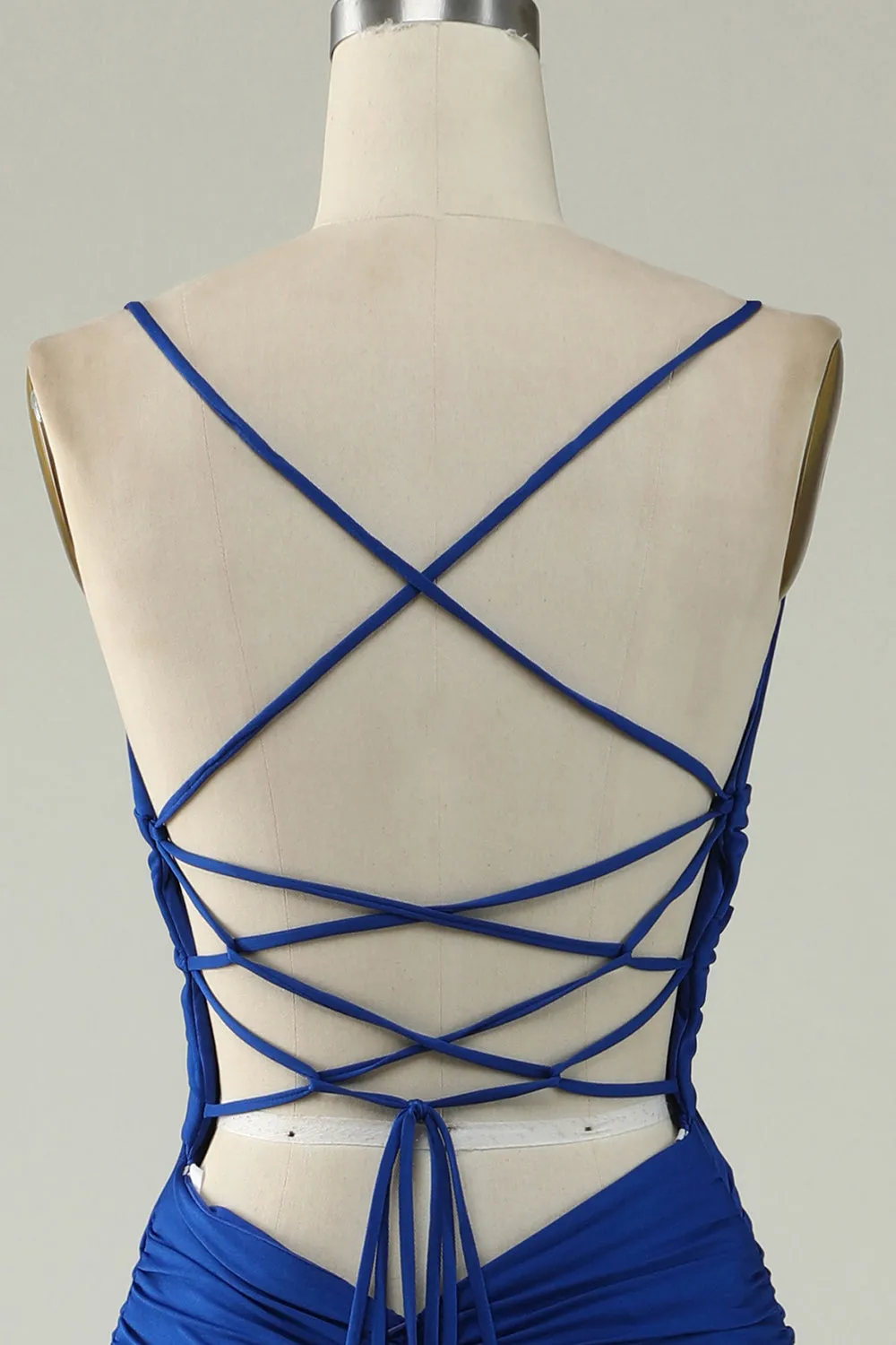 Mermaid Spaghetti Straps Royal Blue Plus Size Prom Dress with Criss Cross Back sold by Zapaka product image thumbnail 5