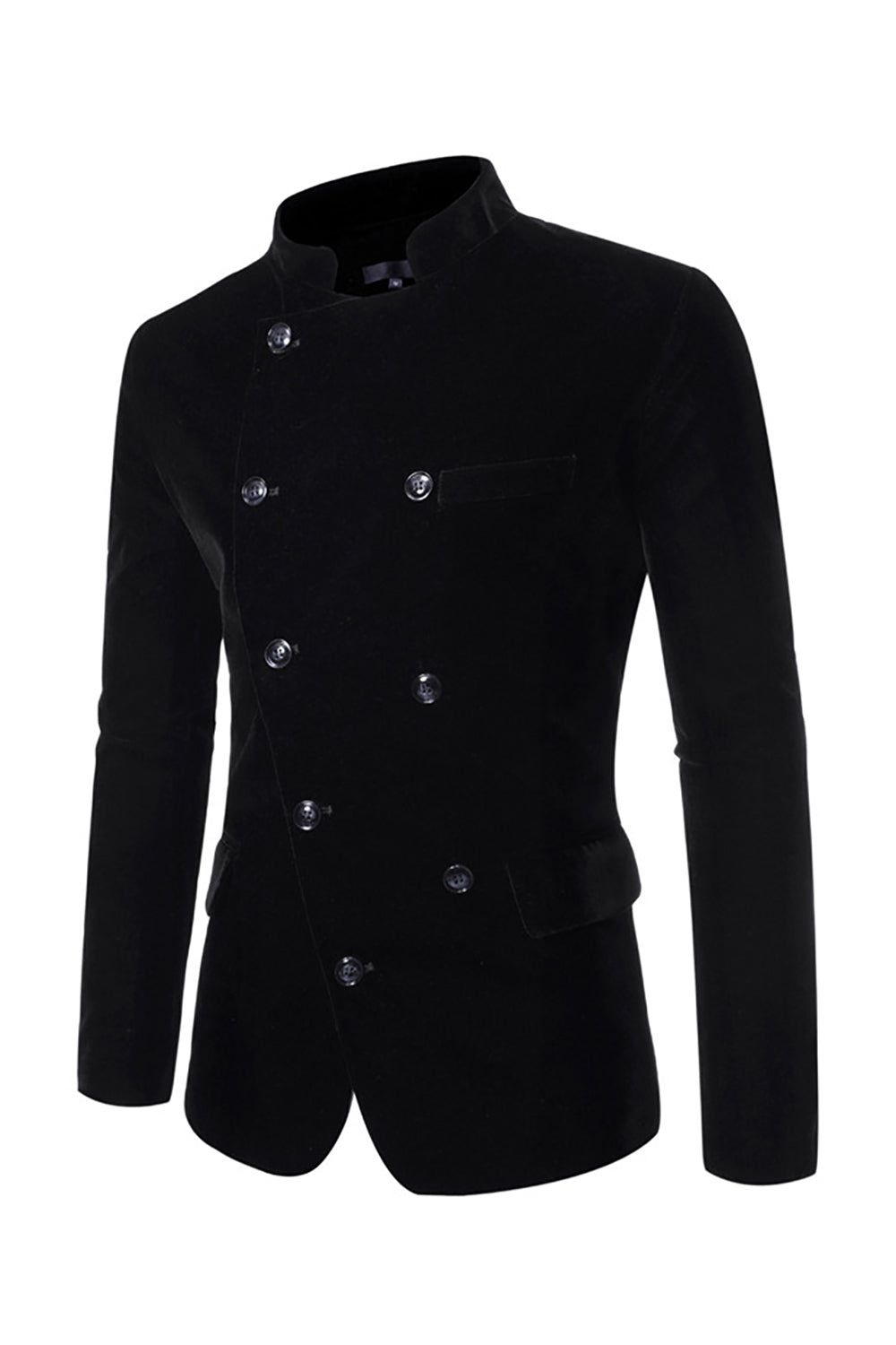 Coffee Double Beasted Stand Collar Men's Blazer sold by Zapaka product image thumbnail 6