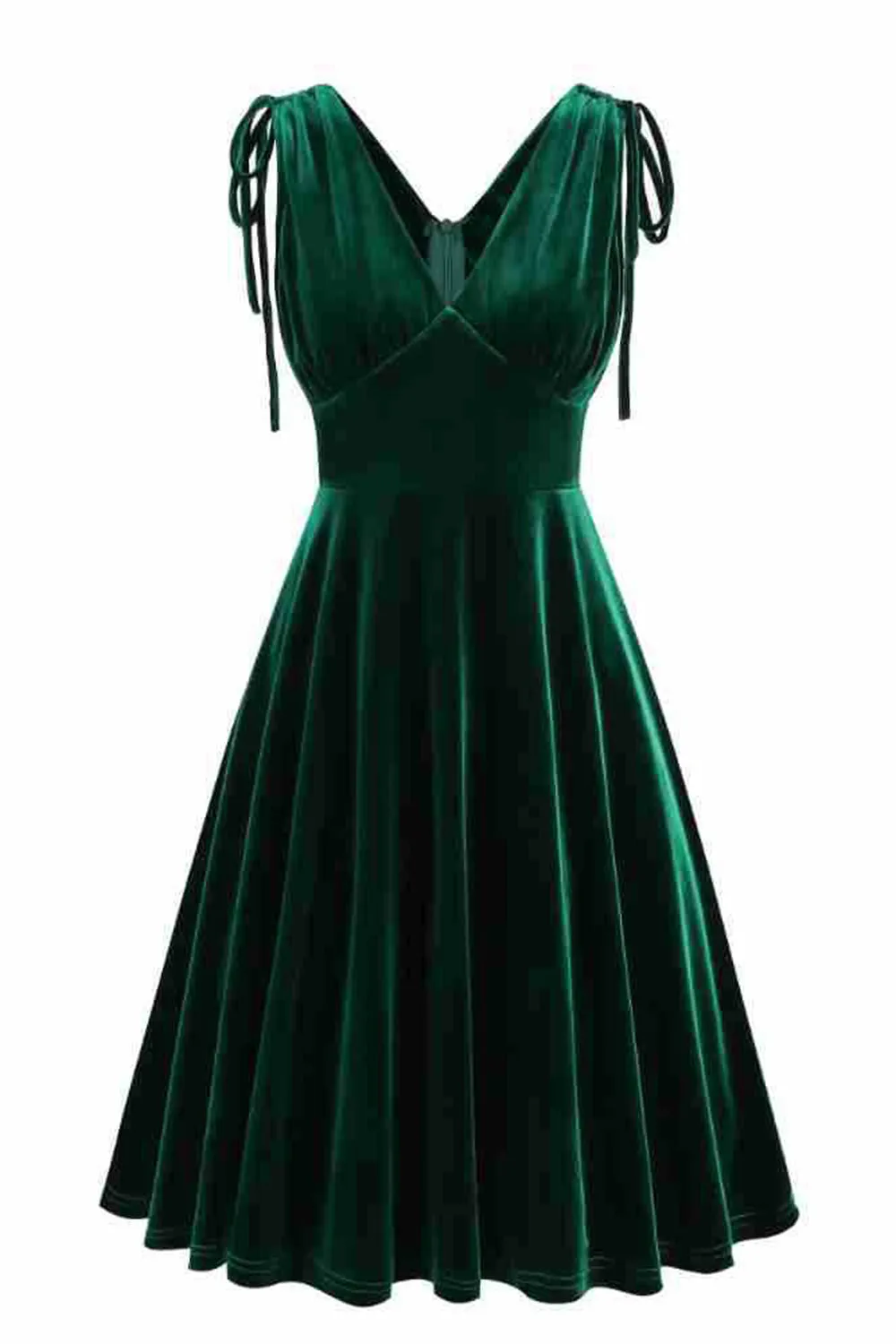 Dark Green A Line V Neck Short Vintage Dress sold by Zapaka
