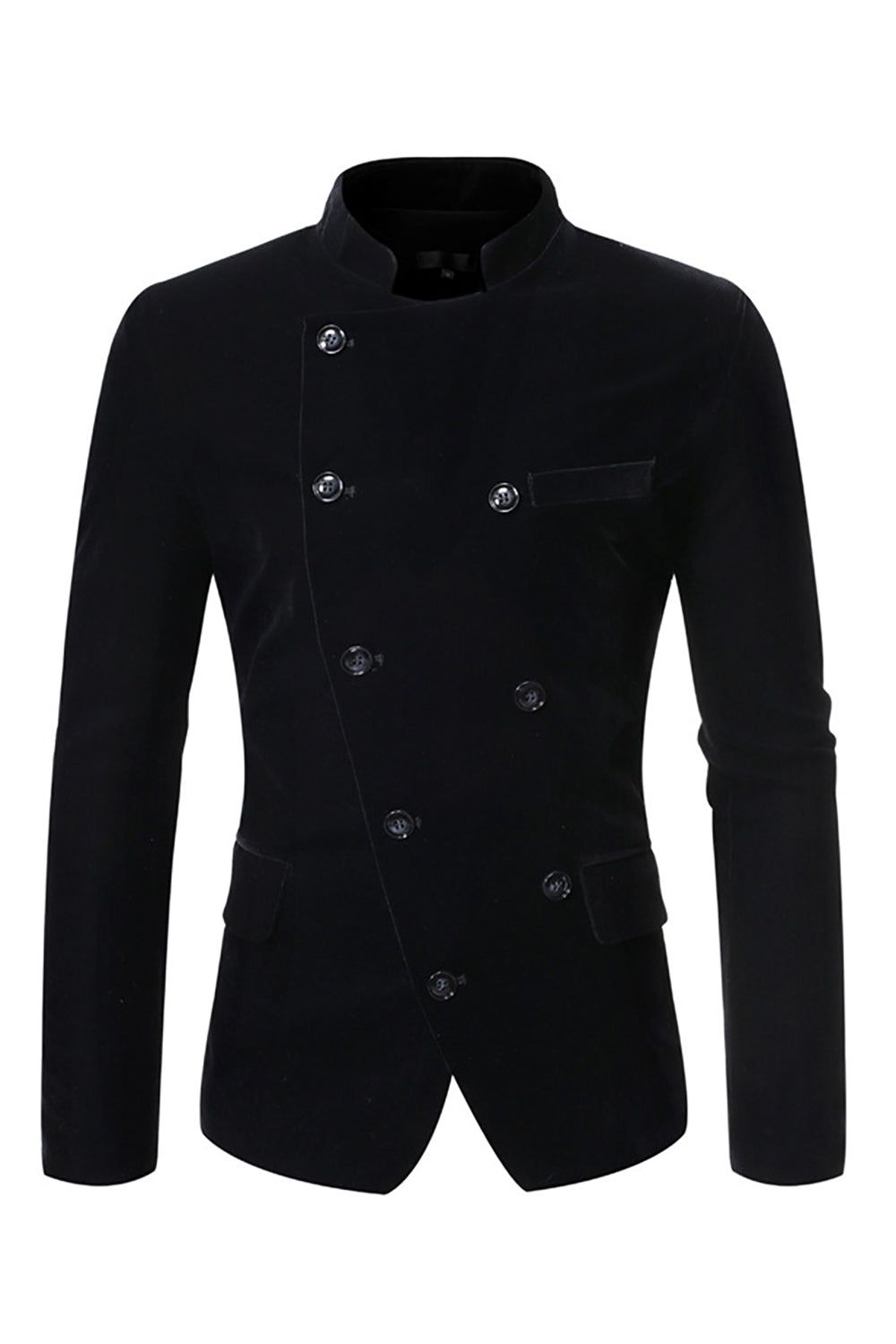 Coffee Double Beasted Stand Collar Men's Blazer sold by Zapaka product image thumbnail 4