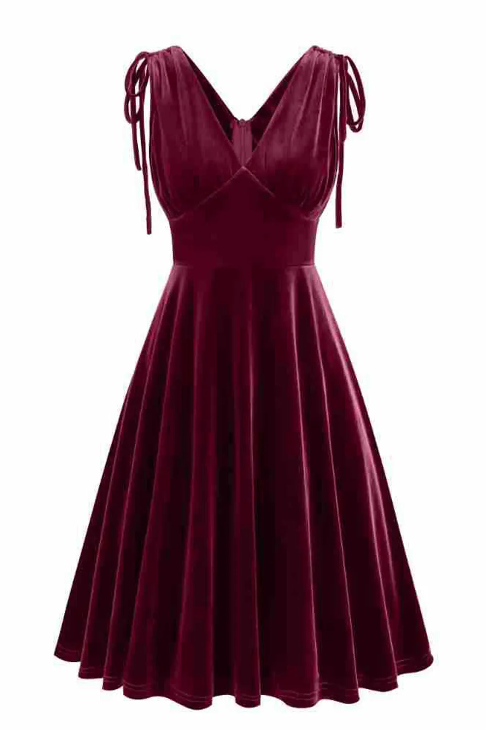 Dark Green A Line V Neck Short Vintage Dress sold by Zapaka product image thumbnail 5