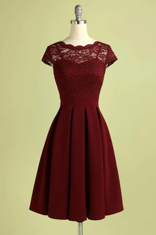 Burgundy Vintage Lace Dress sold by Zapaka