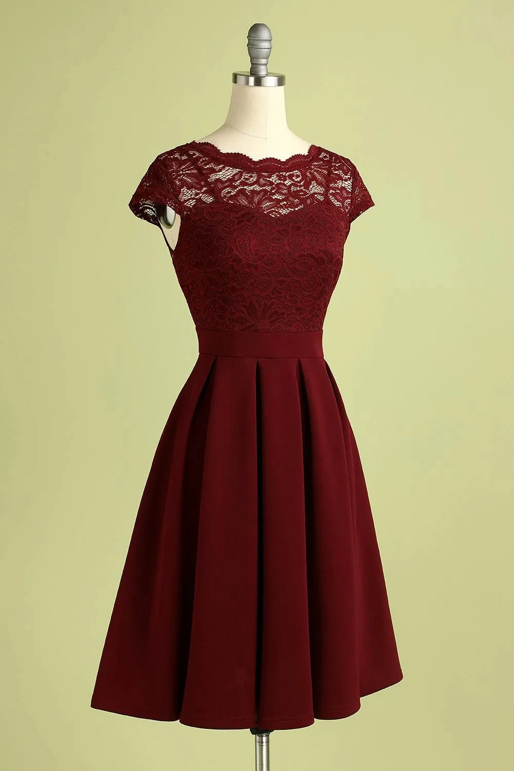 Burgundy Vintage Lace Dress sold by Zapaka product image thumbnail 3