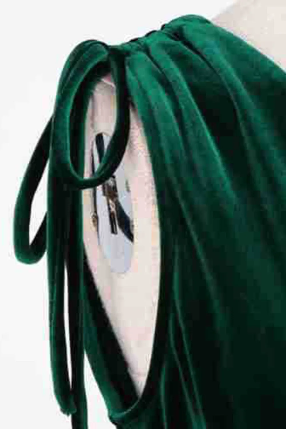 Dark Green A Line V Neck Short Vintage Dress sold by Zapaka product image thumbnail 3