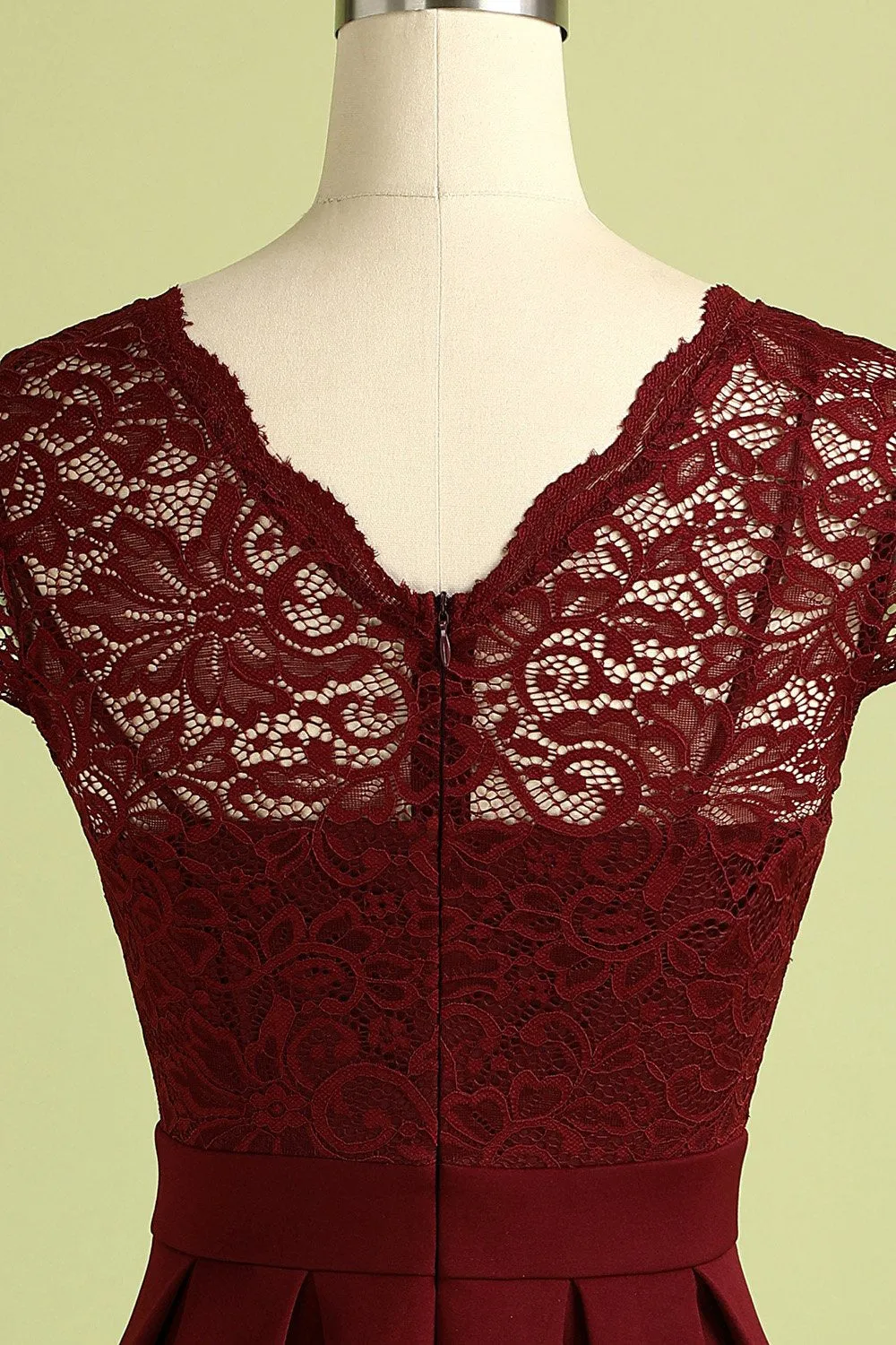 Burgundy Vintage Lace Dress sold by Zapaka product image thumbnail 5
