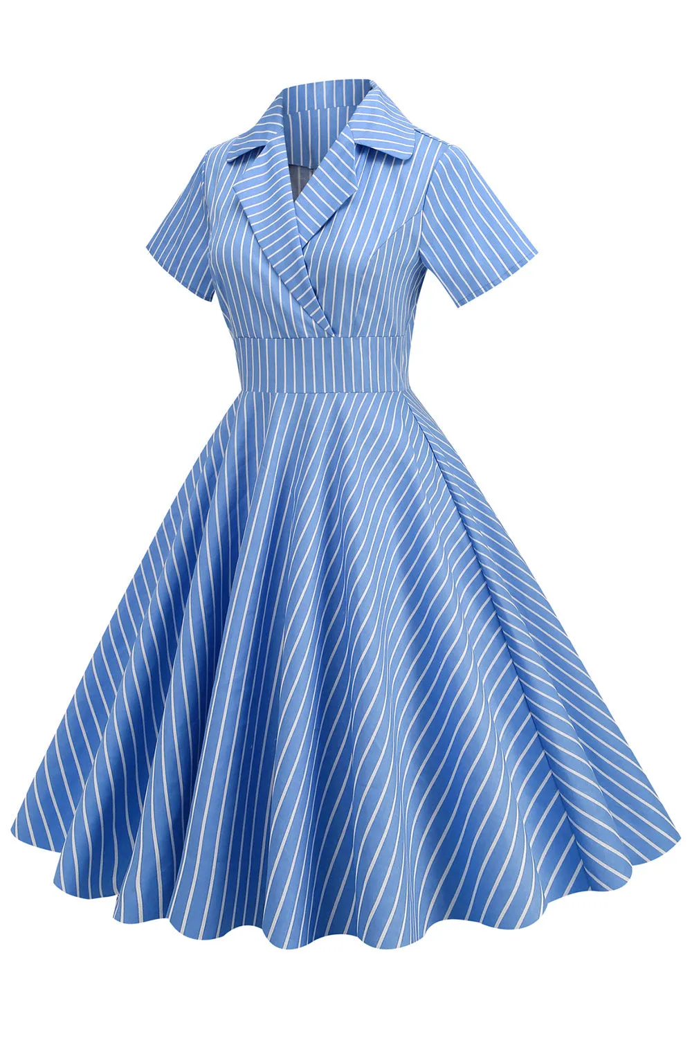 Stripes Vintage 1950s Dress with Short Sleeves sold by Zapaka product image thumbnail 2
