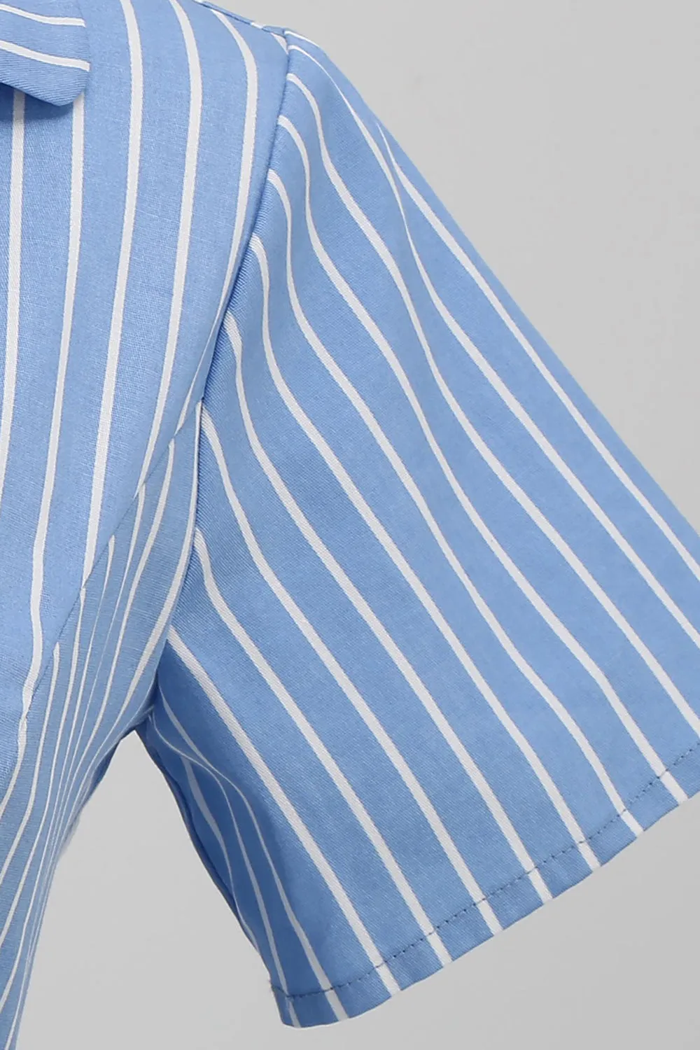 Stripes Vintage 1950s Dress with Short Sleeves sold by Zapaka product image thumbnail 3