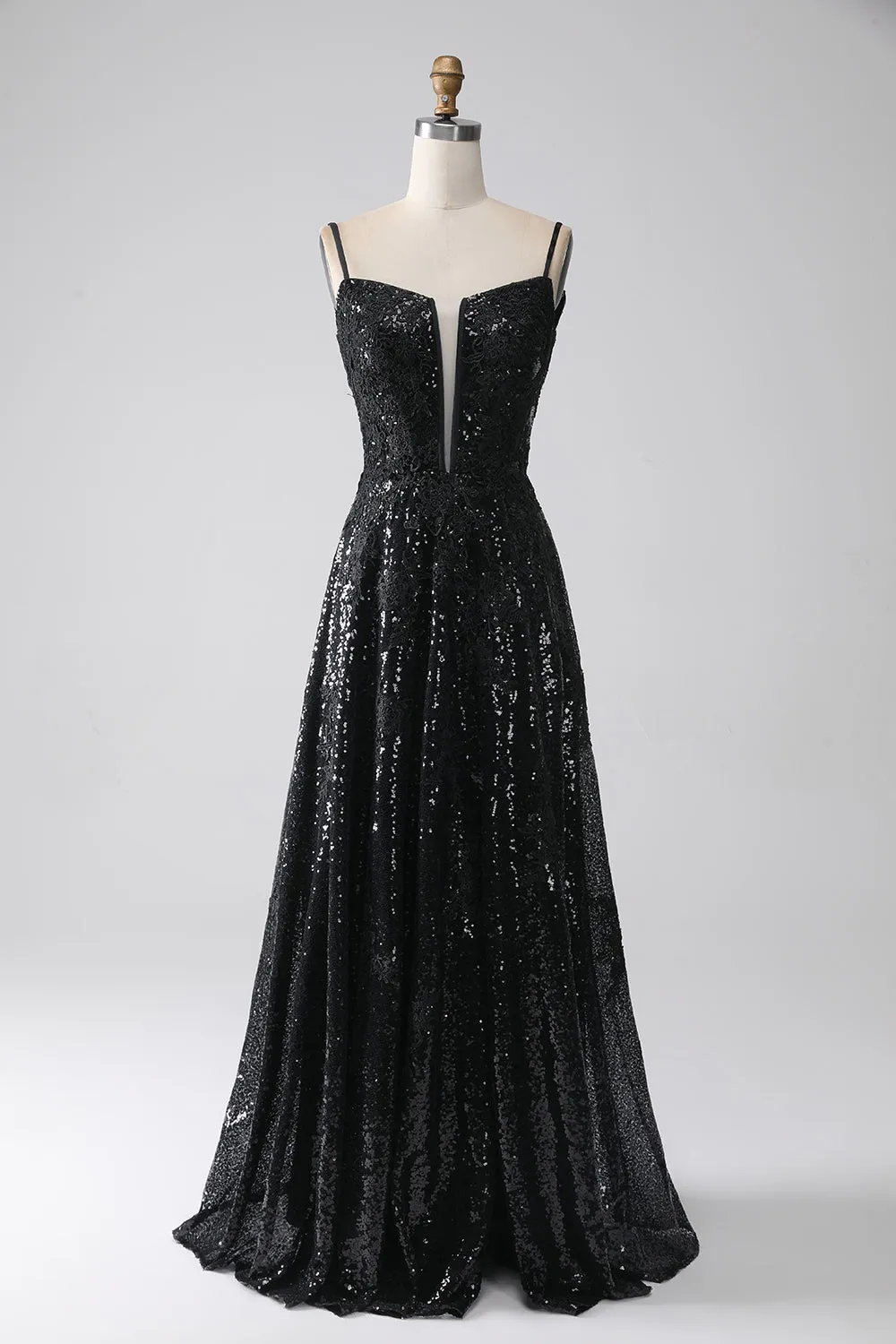 A-Line Cold Shoulder Sequins Long Prom Dress with Slit sold by Zapaka product image thumbnail 2