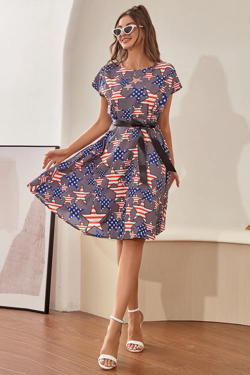American Flag Printed Vintage Dress sold by Zapaka product image thumbnail 3
