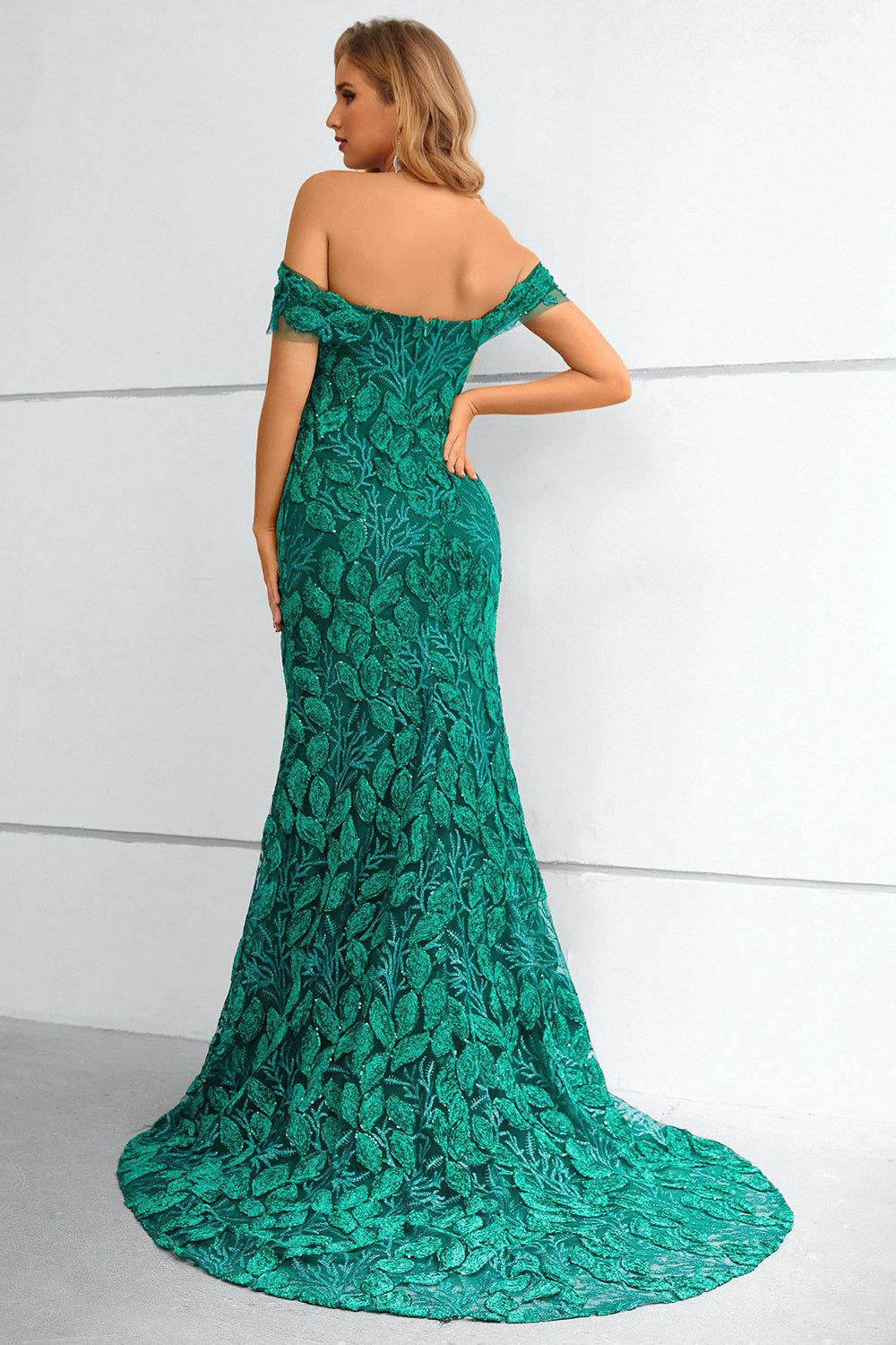 Dark Green Off The Shoulder Mermaid Prom Dress With Appliques sold by Zapaka product image thumbnail 2