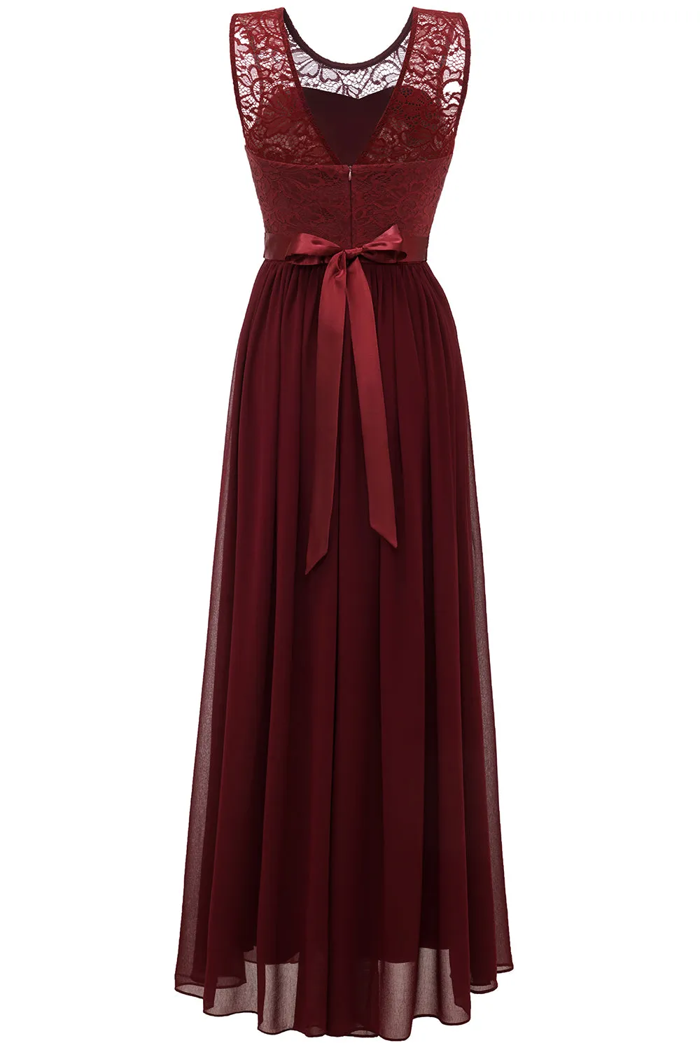 Burgundy Long Lace Bridesmaid Dress sold by Zapaka product image thumbnail 2