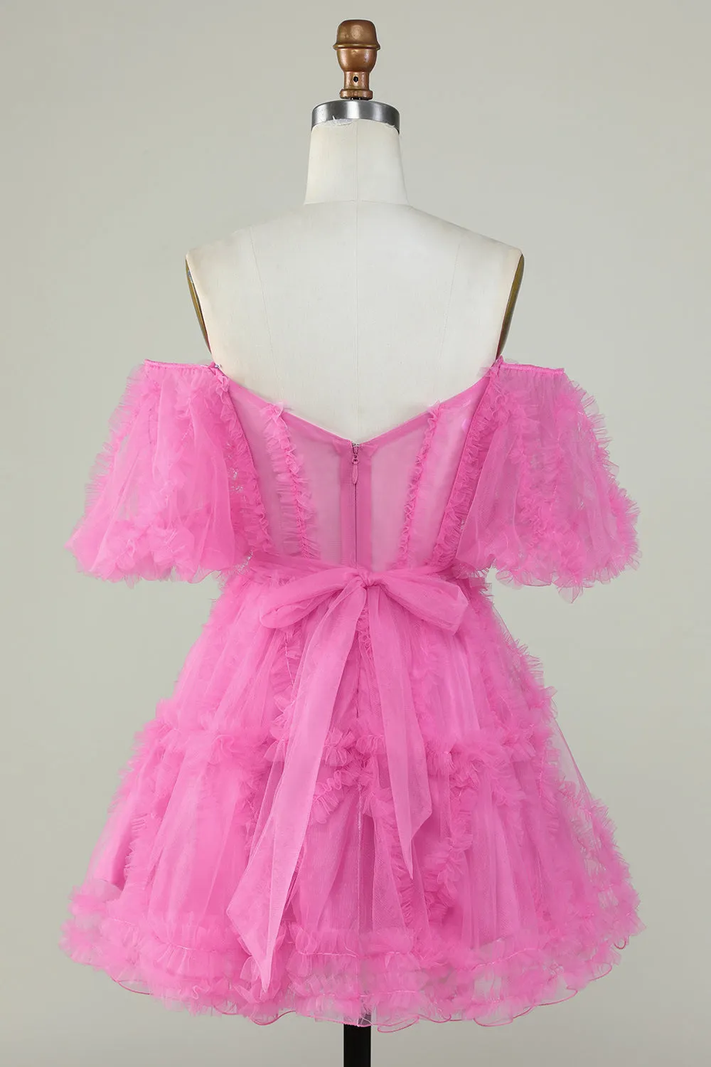 Cute A Line Off the Shoulder Pink Tulle Homecoming Dress sold by Zapaka product image thumbnail 2