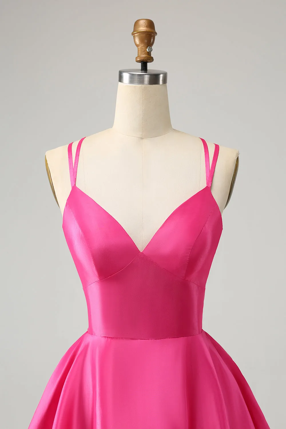 Fuchsia A Line Spaghetti Straps Backless Short Cute Homecoming Dress sold by Zapaka product image thumbnail 4