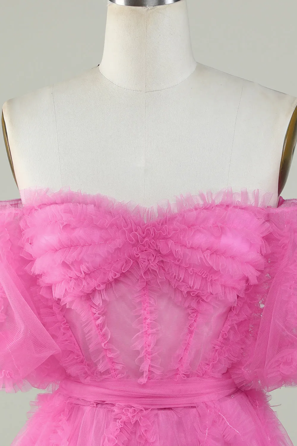 Cute A Line Off the Shoulder Pink Tulle Homecoming Dress sold by Zapaka product image thumbnail 4