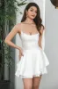 Cute Black A Line Spaghetti Straps Lace-Up Back Short Graduation Dress sold by Zapaka