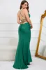 Mermaid Spaghetti Straps Dark Green Plus Size Prom Dress with Criss Cross Back sold by Zapaka