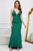 Mermaid Spaghetti Straps Dark Green Plus Size Prom Dress with Criss Cross Back sold by Zapaka