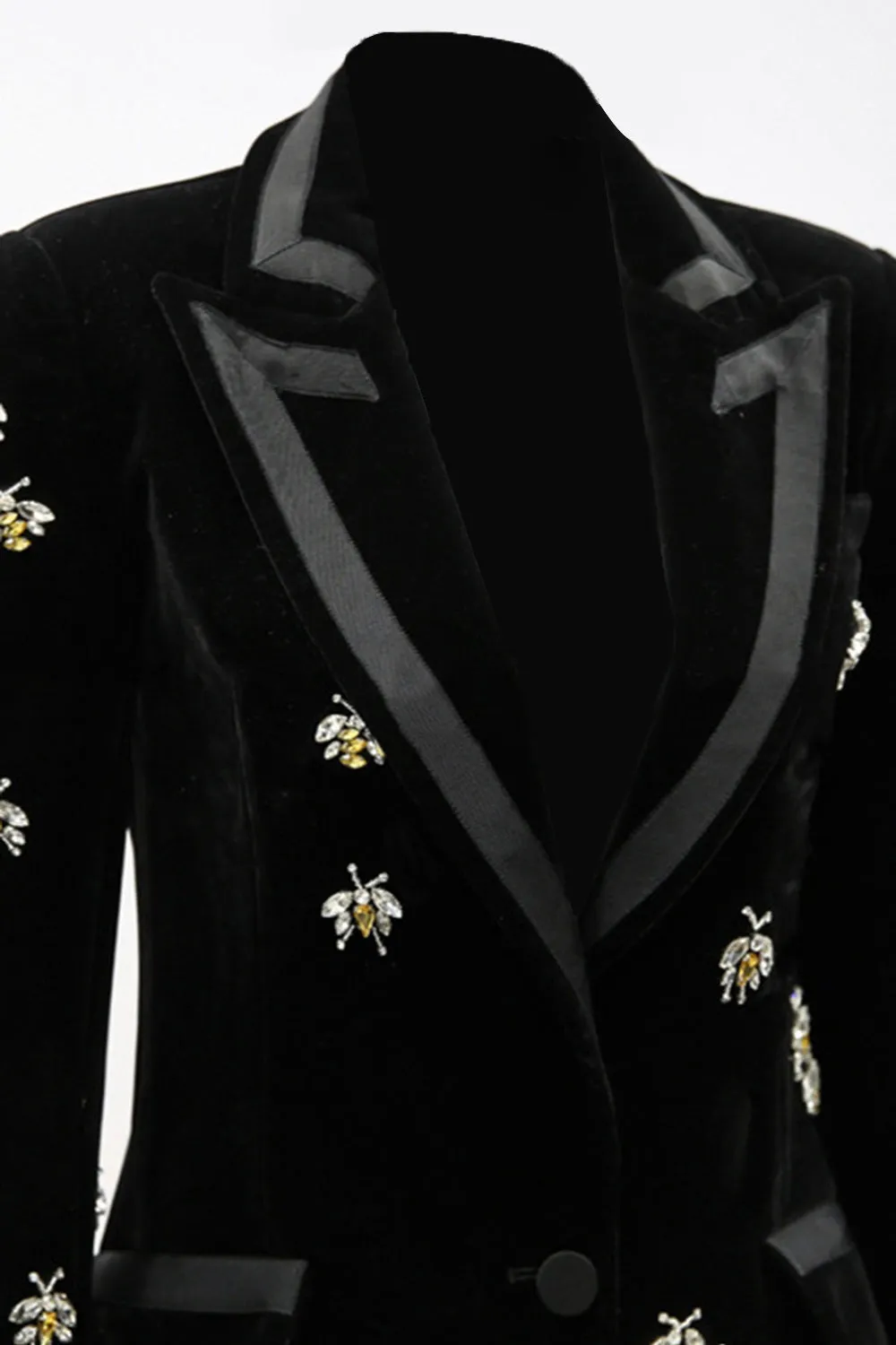 Peak Lapel Black Long Sleeves One Button Women Blazer sold by Zapaka product image thumbnail 3