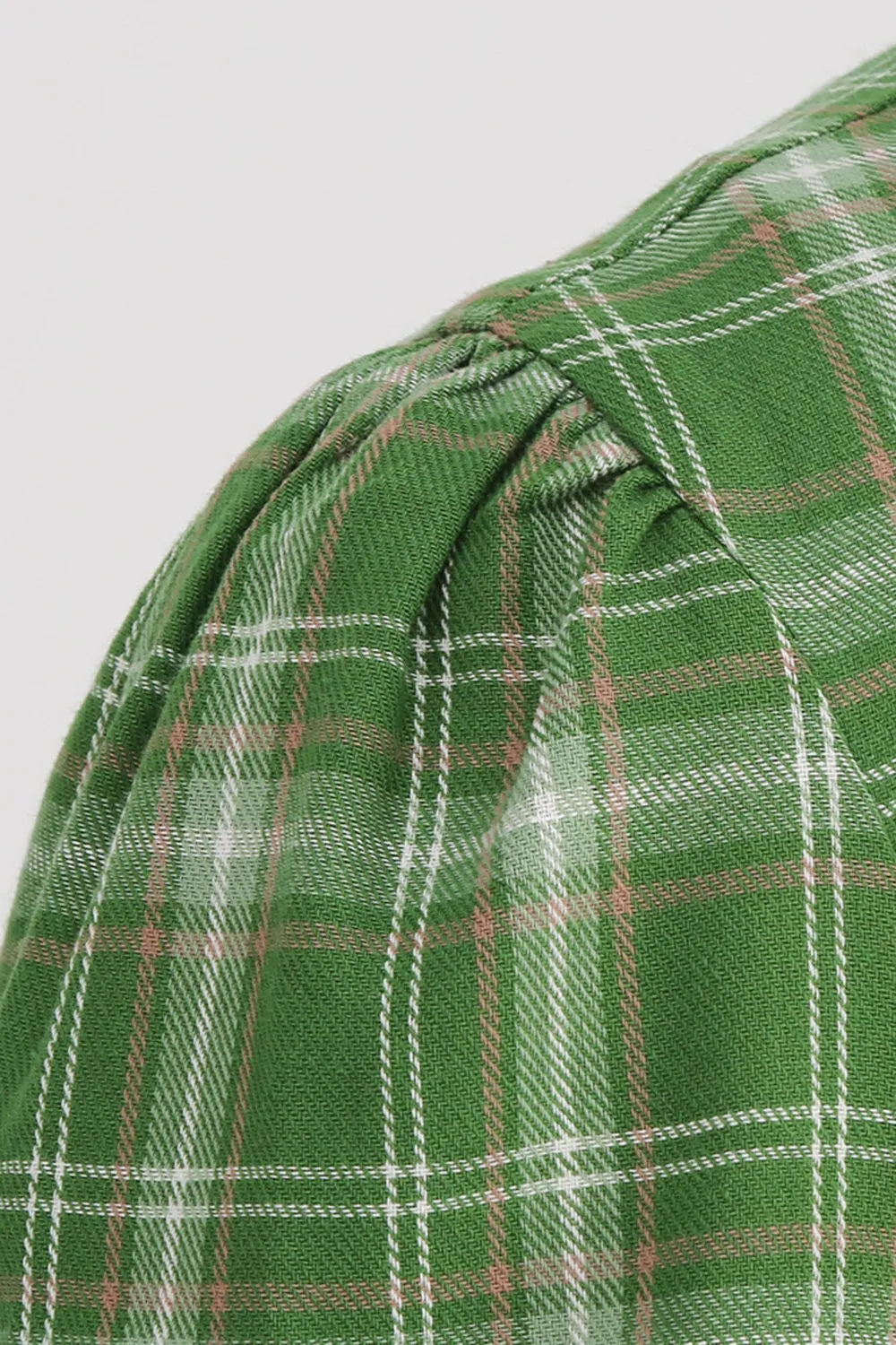 Green Plaid Short Sleeves 1950s Dress With Bowknot sold by Zapaka product image thumbnail 5