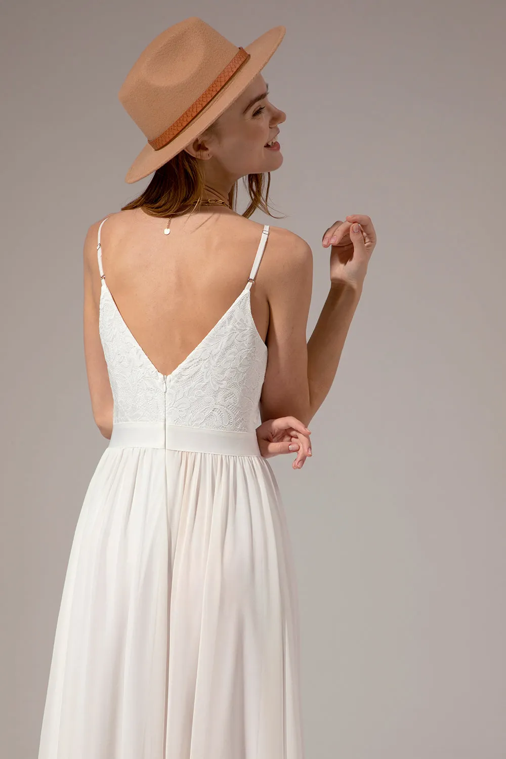 White Long Chiffon Bridesmaid Maxi Dress sold by Zapaka product image thumbnail 4