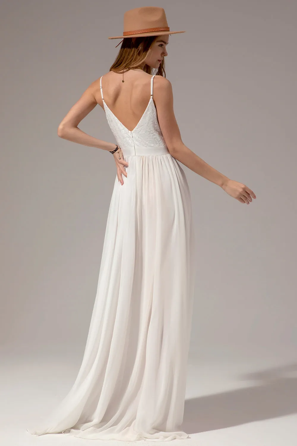 White Long Chiffon Bridesmaid Maxi Dress sold by Zapaka product image thumbnail 2