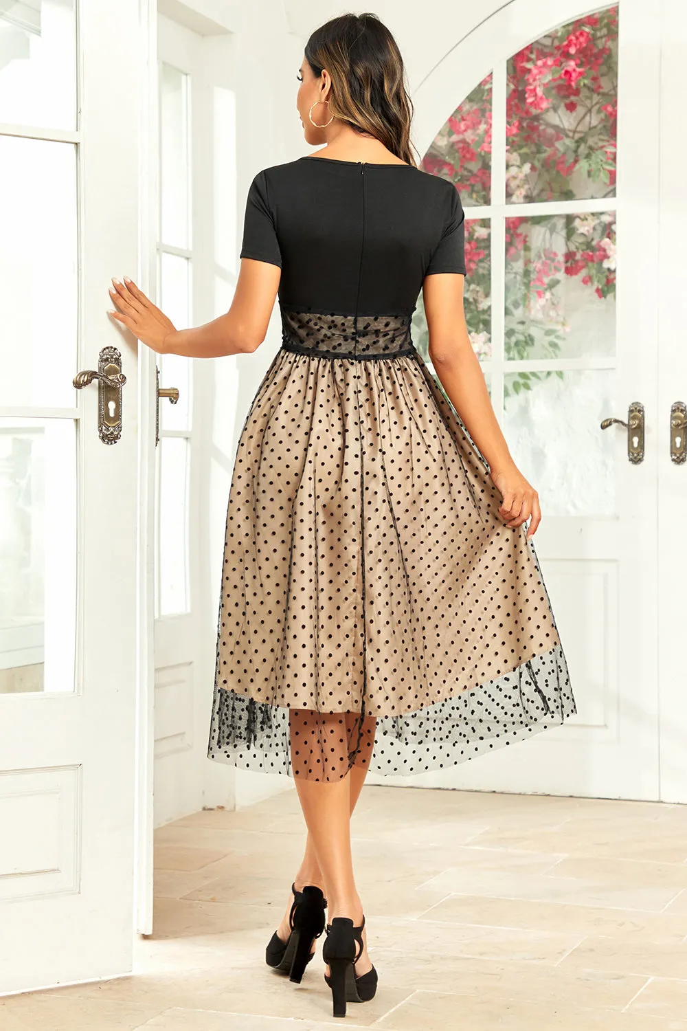 Hepburn Style Black Polka Dots Vintage 1950s Dress sold by Zapaka product image thumbnail 2