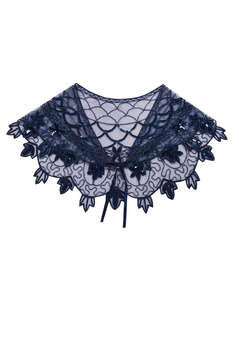 1920s Blue Flower Sequin Women Cape sold by Zapaka product image thumbnail 3
