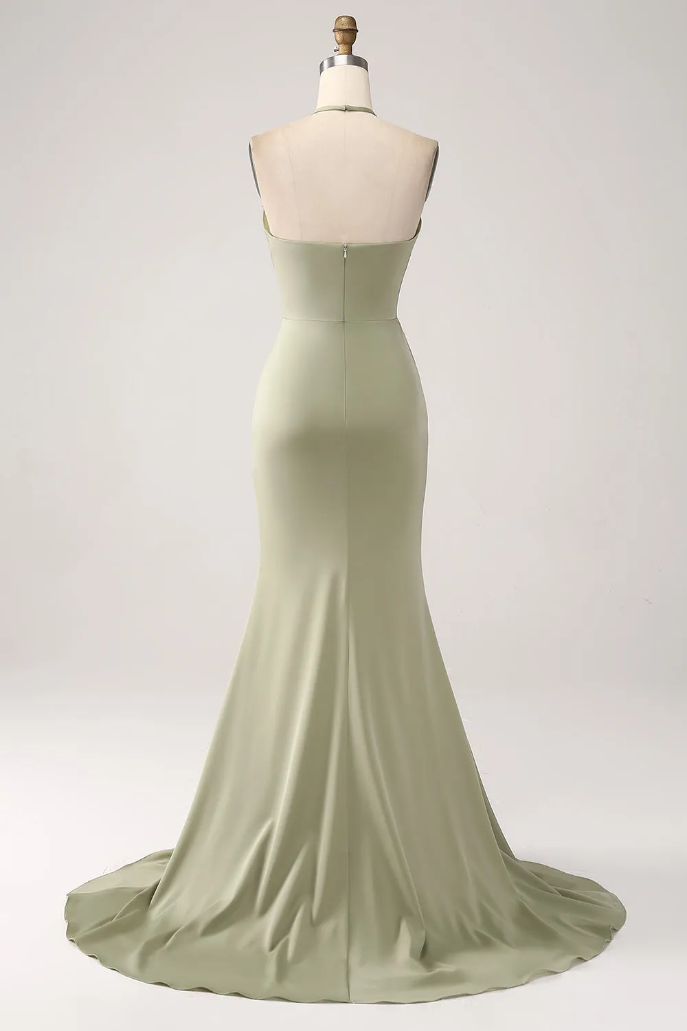 Sheath Pistachio V-Neck Beaded Long Prom Dress With Slit sold by Zapaka product image thumbnail 2