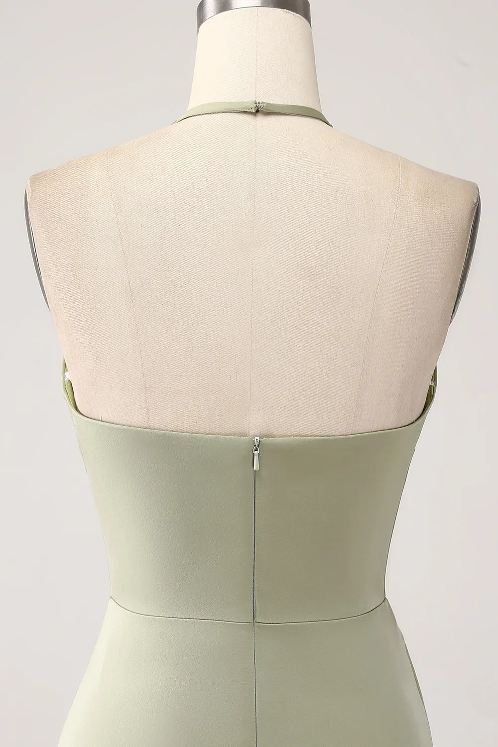 Sheath Pistachio V-Neck Beaded Long Prom Dress With Slit sold by Zapaka product image thumbnail 5