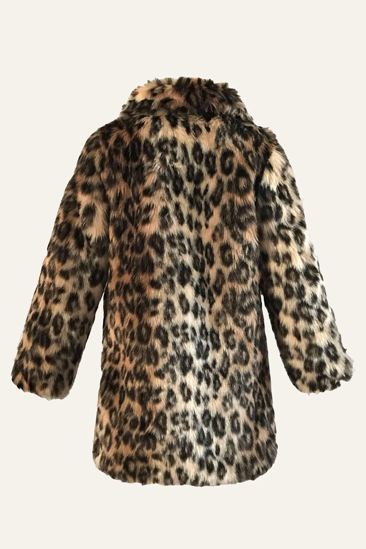 Brown Leopard Lapel Neck Midi Faux Fur Shearling Coat sold by Zapaka product image thumbnail 2