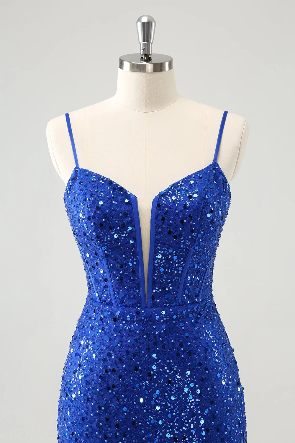 Sparkly Royal Blue Corset Tight Short Homecoming Dress with Sequins sold by Zapaka product image thumbnail 4